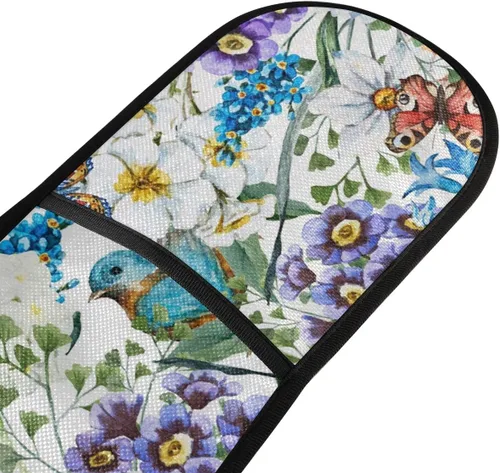 Miniatura 2 de ZZXXB Spring Bird - Guantes de cocina dobles con diseño floral de mariposa, resistentes al calor, antideslizantes, extra largos de 7 x 35 pulgadas