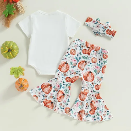 Miniatura 95 de Sejardin Ropa de verano para bebé y niña, recién nacida, manga corta, con letras, mameluco elástico con diadema