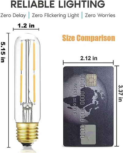 Miniatura 2 de Bombilla LED T10, bombillas tubulares LED regulables de 4 W, equivalentes a bombillas incandescentes de 40 W, 400 lm, blanco suave 3000 K, vidrio
