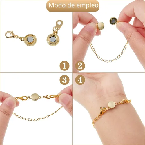 Miniatura 4 de 12 piezas de cierre magnético con bloqueo para joyería, cierre redondo para collar, cierres para pulsera, extensor de pulsera para fabricación
