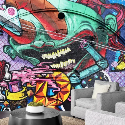Miniatura 35 de NWT Calcomanía de pared extraíble/mural de pared estilo de dibujos animados, pintura en aerosol urbana, graffiti y arte callejero, tipografía