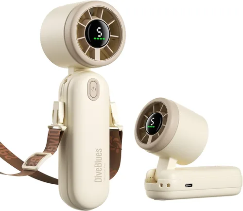 Miniatura 13 de Diveblues iTurbo - Ventilador turbo portátil de mano, mini ventiladores de mano portátiles plegables, batería recargable, pantalla LED de alta
