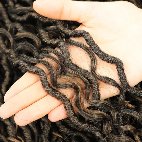 Miniatura 5 de 6 paquetes de cabello sintético rizado de Locs Crochet de 22 pulgadas, cabello de ganchillo estilo diosa, trenzas hippie sintéticas, extensiones