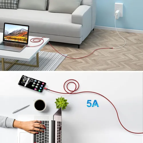Miniatura 4 de Cable de extensión USB C de 3 pies, USB 3.2 USB-C macho a hembra, cable extensor de carga rápida 5A y sincronización de 10 Gbps para iPhone 16, rojo
