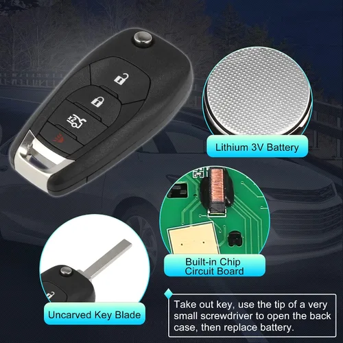 Miniatura 4 de X AUTOHAUX 2 unids 315MHz LXP-T003 reemplazo sin llave de entrada remota llavero de coche para Chevy Cruze 2016 2017 2018 2019 4 botones proximidad