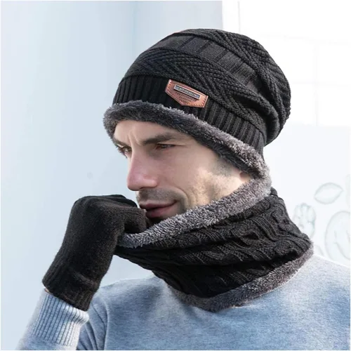 Miniatura 2 de Winter Knit Hat Scarf Neck Warmer Gloves Set for Women Knitting Hats Caps