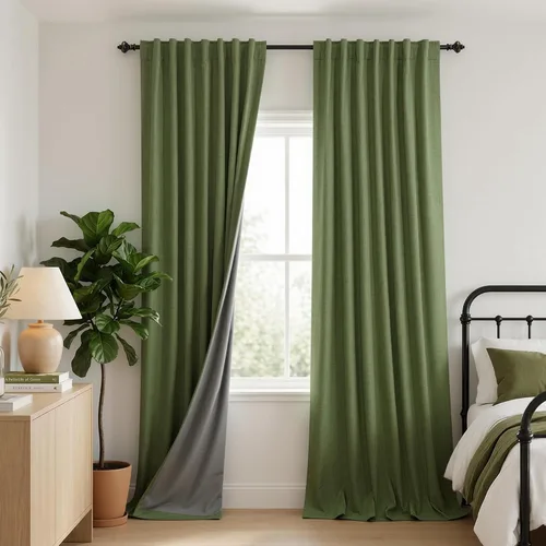 Miniatura 120 de KOUFALL - Cortinas de medio estilo francés de lino para ventana, juego de 2 cortinas cortas de 40 pulgadas de longitud, para privacidad, cortinas