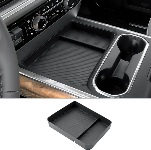 Miniatura 9 de CDEFG Organizador de consola central Chevy Silverado Sierra 2500HD 3500HD 2019-2025 2026 (solo asiento plegable de banco dividido)
