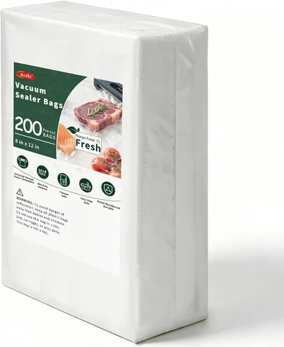 Aotto Bolsas selladoras al vacío para alimentos – 200 unidades de cuarto de galón de 8 x 12 pulgadas, grado comercial, sin BPA, bolsas de sellado al