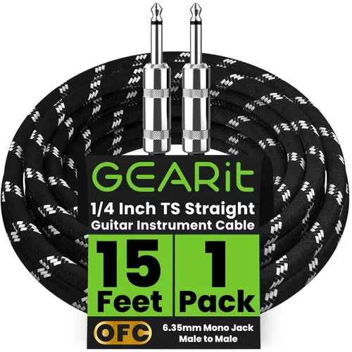 Miniatura 8 de GEARit Cable de instrumento de audio (10 pies) en ángulo recto a recto de 1/4 de pulgada macho a macho para cable AMP, base y guitarra eléctrica