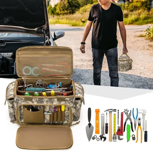 Miniatura 8 de Rexmica Bolsa de herramientas pequeña con fondo acolchado grueso y antifricción, organizador de almacenamiento de herramientas para hombres, bolsa