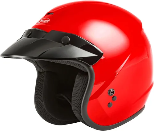 GMAX OF-2 DOT - Casco abierto aprobado por DOT, tamaños para adultos y jóvenes, motocicleta, ATV, UTV Rojo