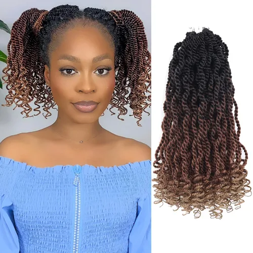 Miniatura 21 de Cabello rubio de ganchillo para mujeres negras, trenzas senegalesas onduladas de ganchillo de 12 pulgadas, trenzas kinky de ganchillo cortas 27613