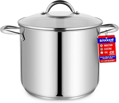 Miniatura 16 de Olla de acero inoxidable con tapa de vidrio templado de 5 cuartos, acero inoxidable 18/0 duradero, base con unión por impacto para un calentamiento