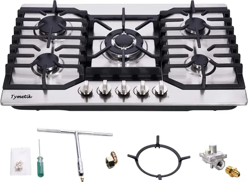 Miniatura 7 de Placa de cocina de gas de 30 pulgadas, 5 quemadores de alta eficiencia, estufa de gas de acero inoxidable, estufa de gas incorporada, encimera