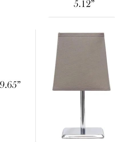 Miniatura 3 de Simple Designs LT2062-GRY - Mini lámpara de mesa de cromo cuadrado con pantalla de tela Empire, gris
