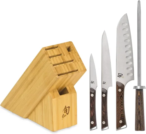 Shun Kanso - Juego de 5 piezas de bloques, incluye pelado de 3.5 pulgadas, Santoku de 7 pulgadas, cuchillos utilitarios de 6 pulgadas y más, juego