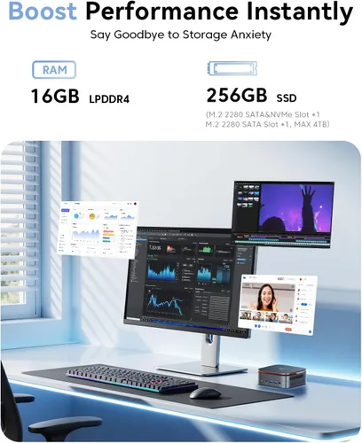 Miniatura 6 de KAMRUI Mini PC Pinova P1, AMD Ryzen 4300U (Beats i3-10110U/3500U), 16 GB RAM 256 GB SSD, mini computadora de escritorio triple 4K, USB-C, WiFi