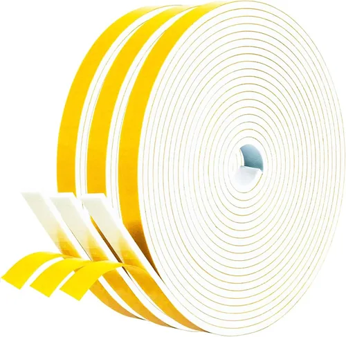 Miniatura 12 de fowong Burlete para puerta, color blanco, 1/2 pulgadas x 1/4 pulgadas, tira adhesiva de sellado de puerta para marco de ventana, rollo de cinta