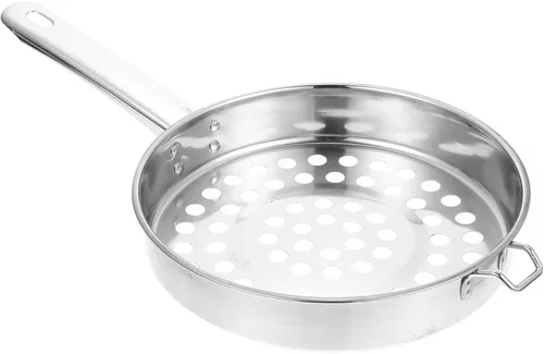 Colador de fondo plano de acero inoxidable, cuchara de cocina de agujero grande para filtrar ollas calientes y camarones, colador de malla