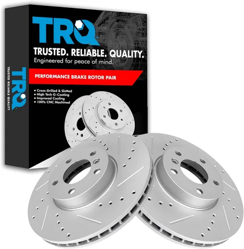 Miniatura 372 de TRQ Juego de rotores de freno de rendimiento trasero con revestimiento G premium compatible con Mazda 6 2014-2021