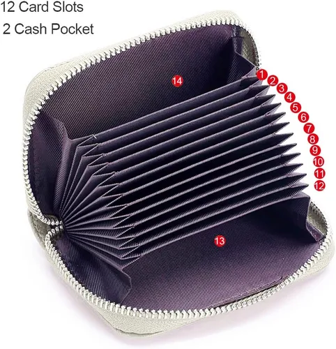 Miniatura 3 de EASTNIGHTS Cartera de cuero genuino para tarjetas de crédito RFID con cremallera