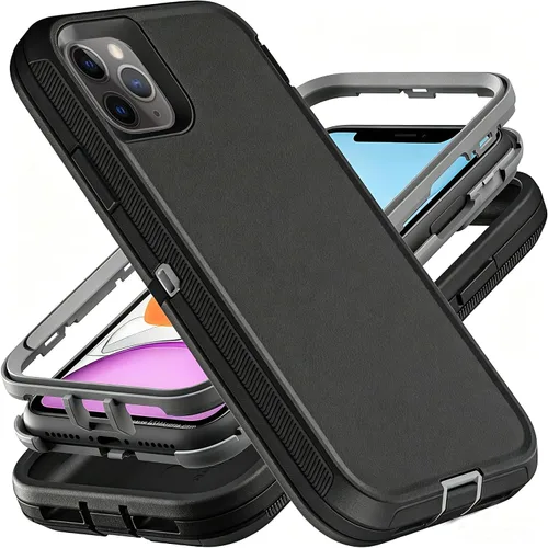 YmhxcY Funda para iPhone 11 Pro Max, a prueba de golpes, a prueba de caídas, a prueba de polvo, 3 capas, duradera, funda de teléfono de protección