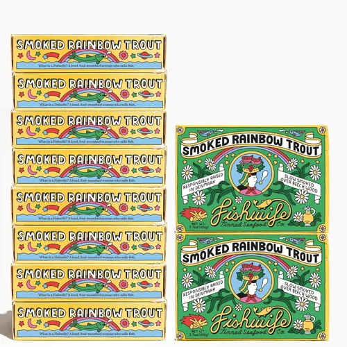 Miniatura 10 de Fishwife Trucha Arcoíris Ahumada Paquete de 1 (3.7 oz por lata) Mariscos Sostenibles con Certificación ASC, Sin Gluten Empacados a Mano en Latas