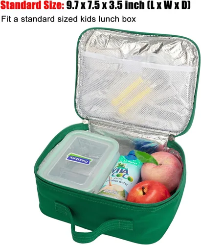 Miniatura 6 de Lonchera térmica para niños y niñas, tamaño estándar para la escuela, verde y azul