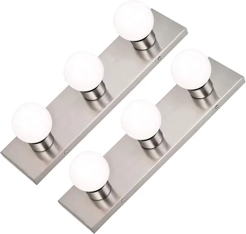 Miniatura 11 de Lighting - Tira de tres luces para tocador de estilo Hollywood con placas cromadas, accesorios de calidad de salón para dormitorio, baño, vestidor