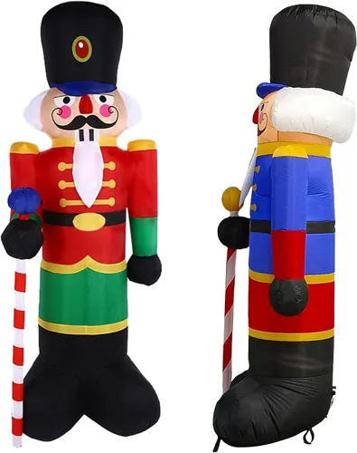 Miniatura 5 de Paquete de 2 soldados cascanueces de 8 pies para decoración de porche inflable de Navidad para decoración al aire libre, patio, jardín, césped