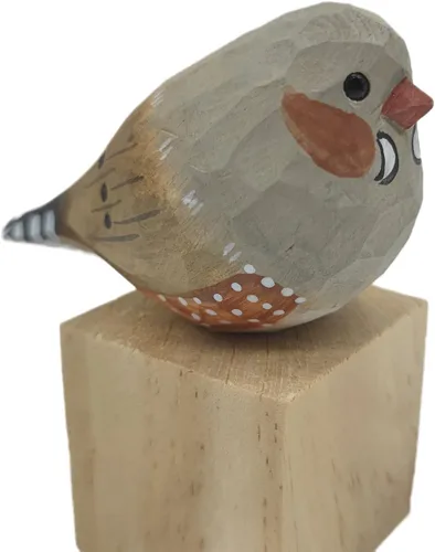 Miniatura 17 de Figura de pájaro de madera Azure Tit, tilo tallado a mano, marrón claro, decoración moderna para el hogar, regalo de pájaro