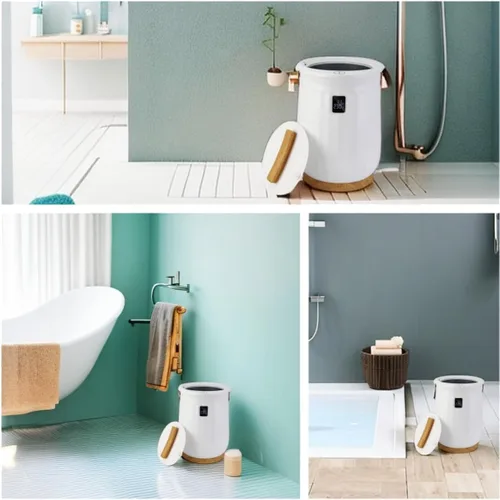 Miniatura 6 de Towallmark Calentador de toallas, calentador de lujo estilo cubo grande para baño con pantalla LED, temporizador ajustable, se adapta a hasta dos