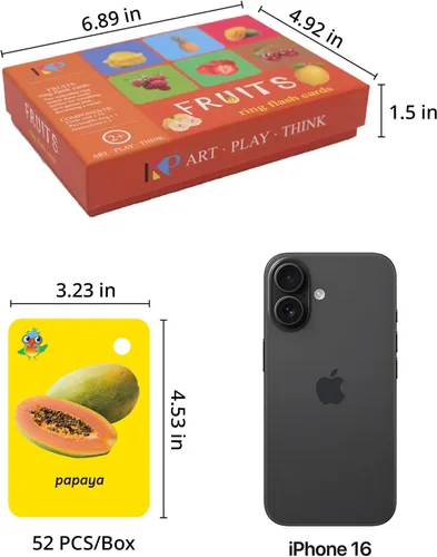 Miniatura 3 de Juego de 262 tarjetas flash para niños, palabras visuales, regalos para niños, animales terrestres, animales del océano, frutas, ABC 6 en 1