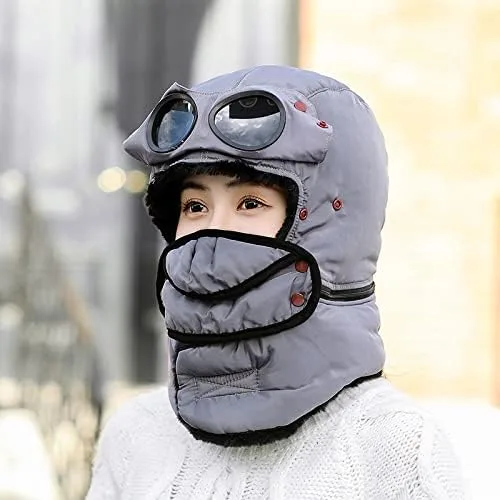 Miniatura 8 de Winter Thermal Trapper Hat with Glasses Winter Cycling Windproof Ski Mask Cap