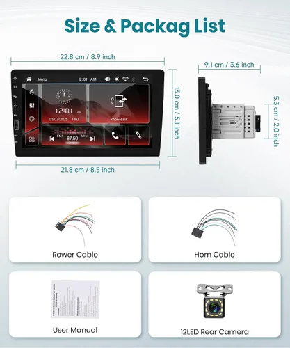 Miniatura 3 de Estéreo de coche de un solo DIN con radio AM/FM/RDS, cámara de respaldo, Sellrich, pantalla táctil IPS de 23 cm, radio de un solo DIN con soporte