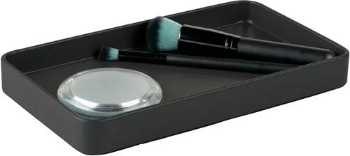 iDesign - Bandeja de tocador de acero para organización y almacenamiento de baño, color negro mate