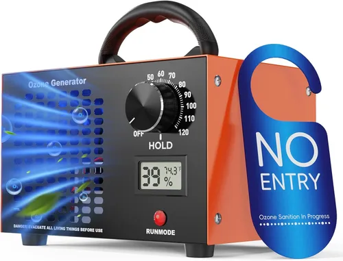 Generador de ozono de 160,000 mg/H con pantalla de temperatura/humedad, temporizador de 120 minutos, purificador de aire ionizador O3 para espacios