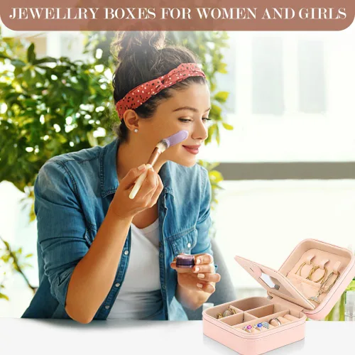 Miniatura 3 de A-Z - Joyero de viaje personalizado, joyero portátil, pequeño estuche de almacenamiento de joyas de viaje con espejo, regalo de cumpleaños