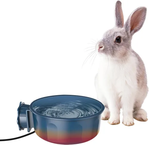 Miniatura 6 de NAMSAN Tazón pequeño con calefacción para mascotas para conejos y gatos en interiores, tazón de agua caliente de 0.6L, tazón térmico para agua