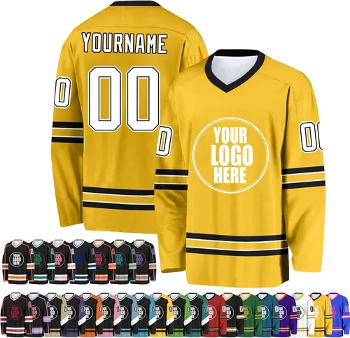 Miniatura 24 de Camiseta de hockey personalizada para hombres/mujeres/jóvenes/niños, nombre personalizado/número/logotipo de gran tamaño camiseta de entrenamiento