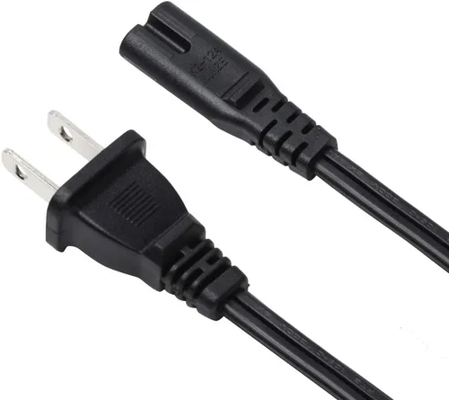 Miniatura 6 de VSEER Cable de alimentación de repuesto universal SPT2 18AWG no polarizado con certificación UL de 2 ranuras (NEMA 1-15P a IEC C7), color negro