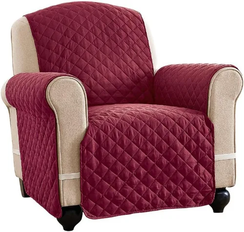 Collections Etc - Funda protectora para muebles reversible, acolchada y resistente a derrames con lazos - Cubre el fondo del asiento, el respaldo