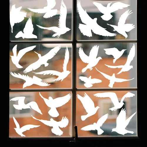 Miniatura 6 de 37 adhesivos anticolisión para ventanas, salva a los pájaros de golpes de ventanas, advierte a los pájaros, color blanco