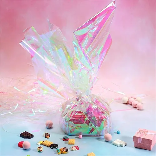 Miniatura 19 de Outus Película de celofán iridiscente de celofán arcoíris, decoración de manualidades para cestas de regalo, suministros de mariposas de hadas, Rojo