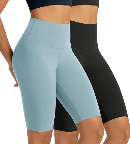 ODODOS Pantalones cortos de yoga relajados para mujer - 4" 6" 8" 10" cintura alta, suaves como la mantequilla, shorts de ciclista