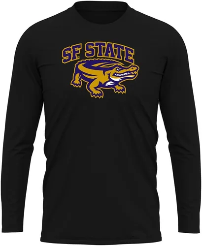 Miniatura 185 de Camisa deportiva de manga larga oficial de la NCAA Collegiate para hombre, colección negra con logotipo primario