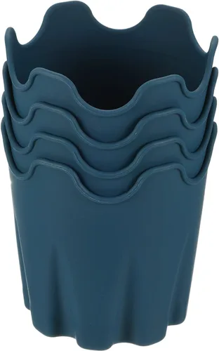 PATIKIL Maceta de silicona de 4 pulgadas, paquete de 4 macetas redondas decorativas para jardinería interior y exterior, color verde