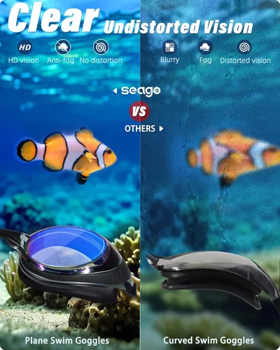 Miniatura 4 de Seago 2 Pack Swimming Goggles Anti-fog Anti-UV Silicone Swim Goggles Adult Women Men azul y dorado
