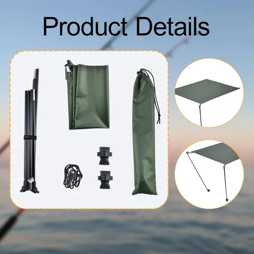 Miniatura 3 de Outdoor Camping Chair Shade,Folding Chair Shade, Lightweight Adjustable Shelter Portable for Hiking Picnic Traveling, Green